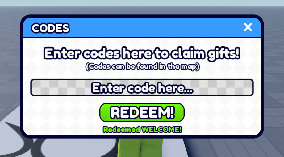 The Codes menu in game