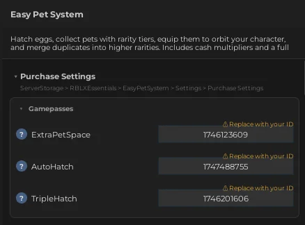 Purchase Settings
