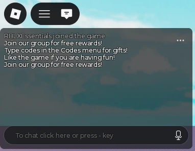 Join and timed announcement lines in the chat