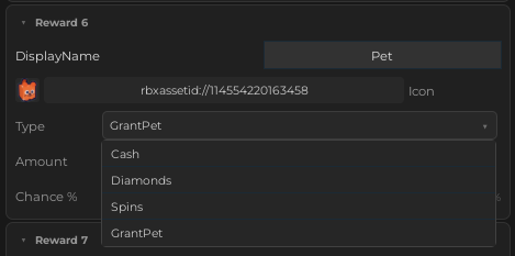Roulette System plugin settings - Custom reward type