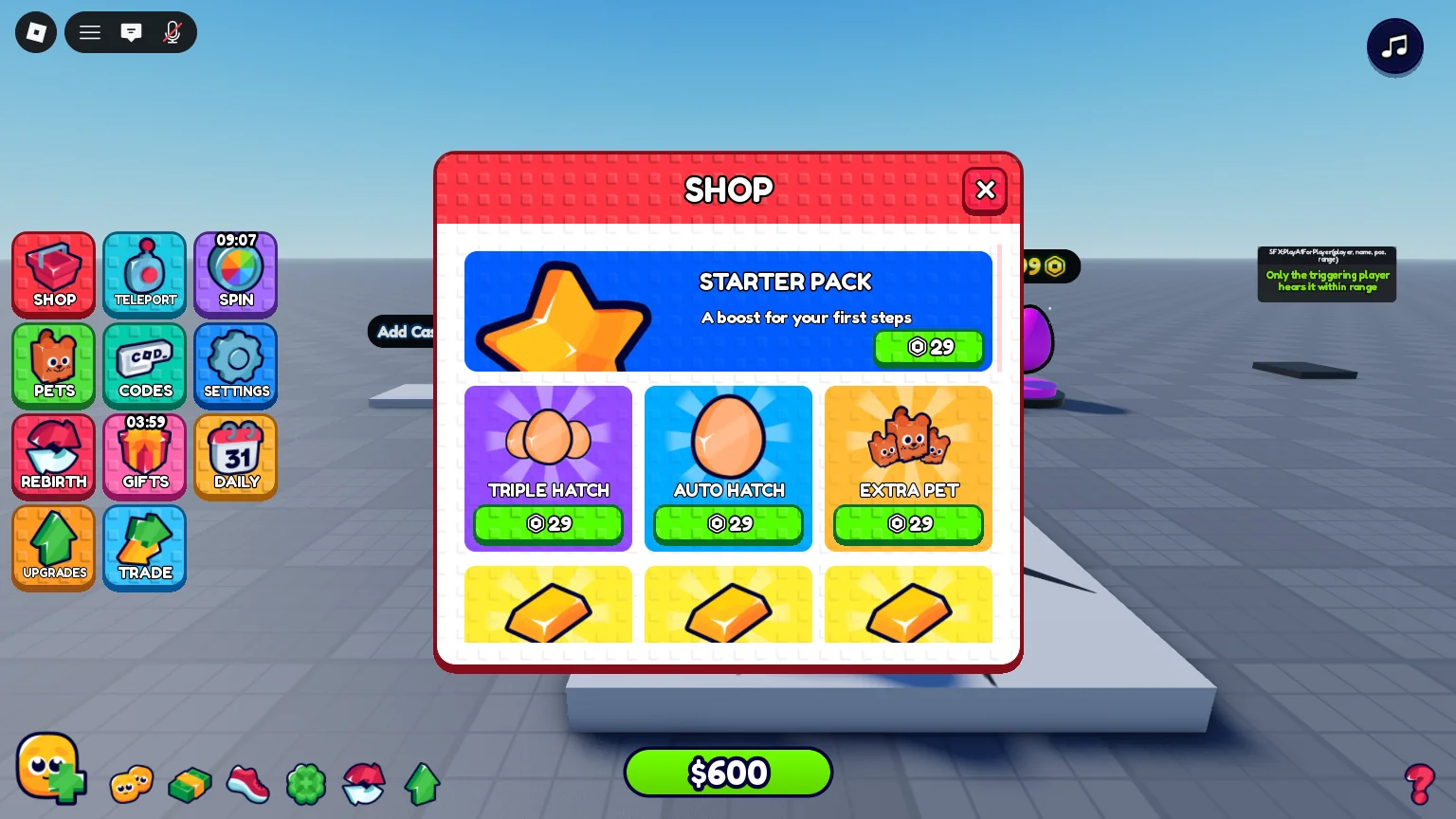 The Shop menu in the Studded UI look