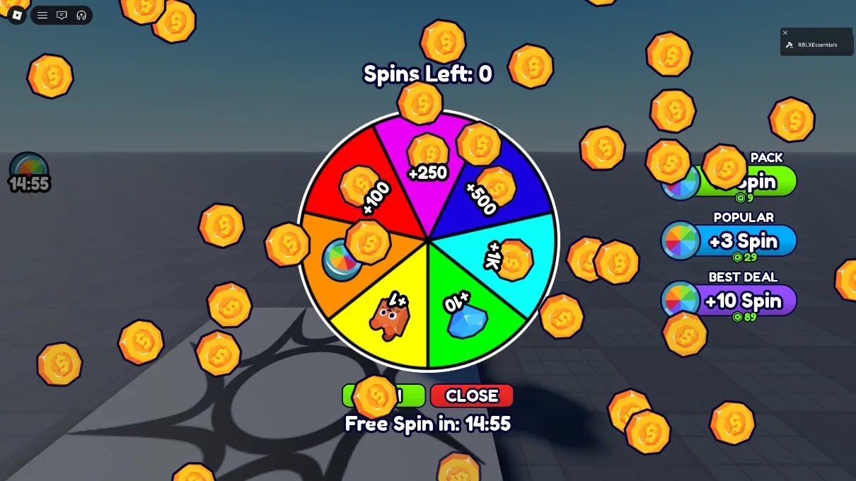 A Studio play test where the prize wheel pays out
